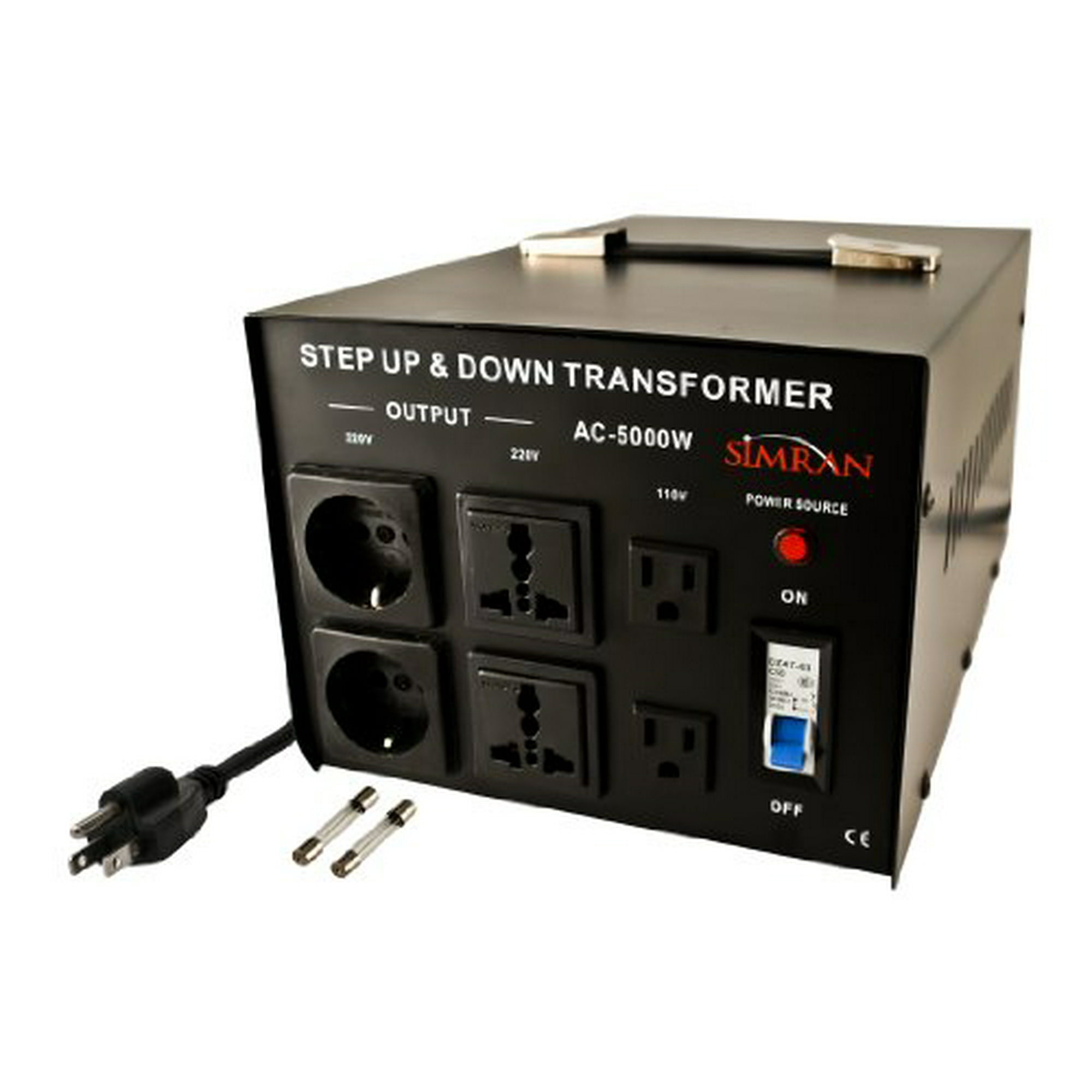 Black 5000 Watt Simran AC-5000 Power Converter Voltage Transformer 110V to 220//240 Volt